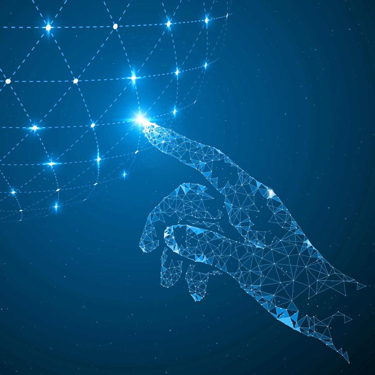 Touch The Future, Vector Illustration Of A Sense Of Science And